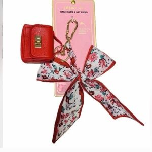❤️🔹️Piper K 🔹️Red and Floral Scarf Keychain Bag Charm